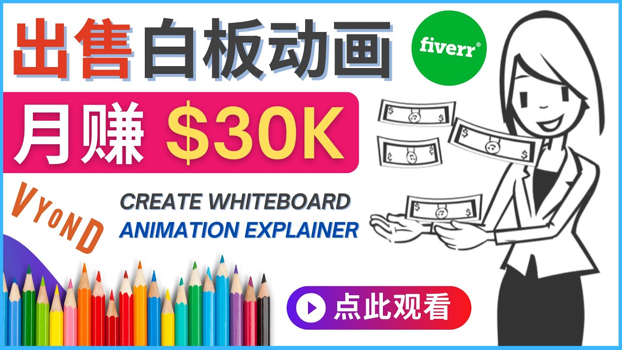 【副业项目4579期】如何用最简单制作白板动画（WhiteBoard Animation）月赚3万美元-天下副业