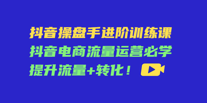 【副业项目4600期】抖音操盘手进阶训练课：抖音电商流量运营必学，提升流量+转化-天下副业