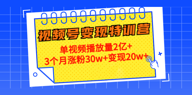 【副业项目4713期】20天视频号变现特训营：单视频播放量2亿+3个月涨粉30w+变现20w+-天下副业