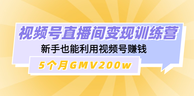 【副业项目4723期】视频号直播间变现训练营：新手也能利用视频号赚钱，5个月GMV200w-天下副业