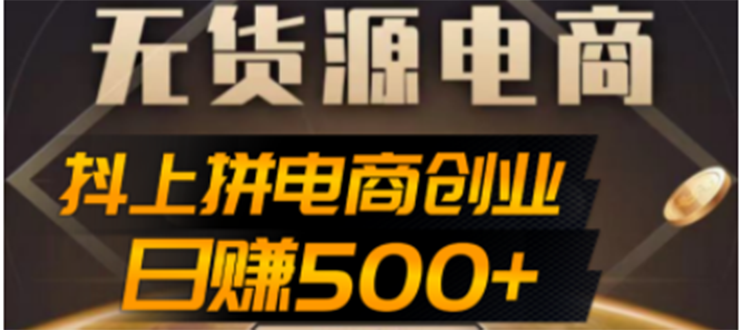 【副业项目4729期】抖上拼无货源电商创业项目、外面收费12800，日赚500+的案例解析参考-天下副业