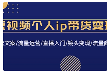 【副业项目4835期】短视频个人ip带货变现：爆款文案/流量运营/直播入门/镜头变现/流量商业-天下副业
