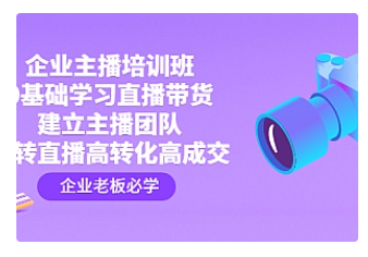 【副业项目4915期】企业主播培训班：0基础学习直播带货，建立主播团队，玩转直播高转化高成交-天下副业