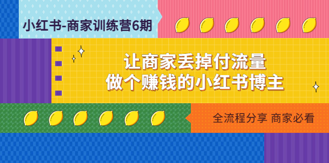 【副业项目5003期】小红书-商家训练营12期：让商家丢掉付流量，做个赚钱的小红书博主-天下副业