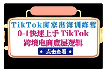 【副业项目5013期】TikTok商家出海训练营：0-1快速上手 TikTok跨境电商底层逻辑-天下副业