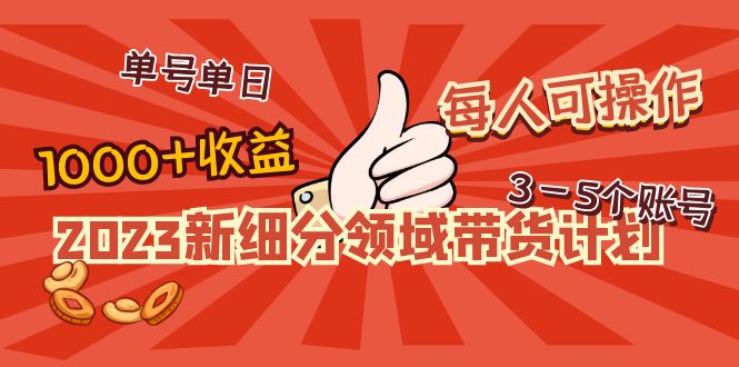 【副业项目5040期】2023新细分领域带货计划：单号单日1000+收益不难，每人可操作3-5个账号-天下副业