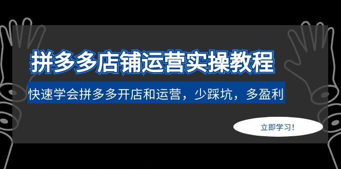 【副业项目5088期】拼多多店铺运营实操教程：快速学会拼多多开店和运营，少踩坑，多盈利-天下副业