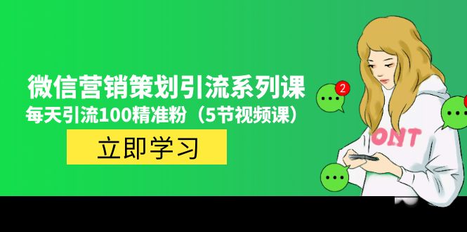 【副业项目5143期】价值百万的微信营销策划引流系列课，每天引流100精准粉（5节视频课）-天下副业
