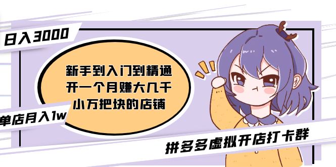 【副业项目5173期】拼多多虚拟开店打卡群：新手到入门到精通（昨日群里有小伙伴日入3000+）-天下副业