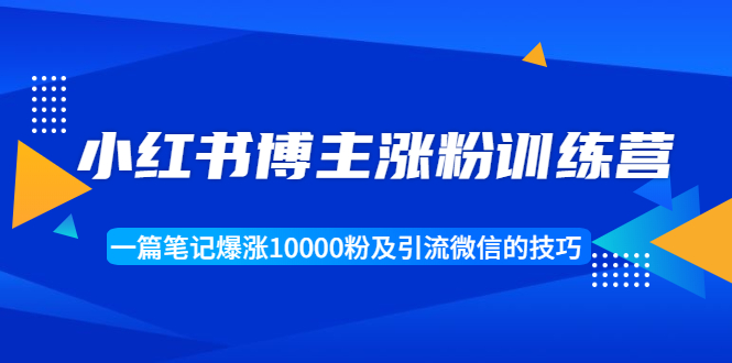 【副业项目1944期】小红书博主涨粉训练营：一篇笔记爆涨10000粉及引流微信的技巧-天下副业