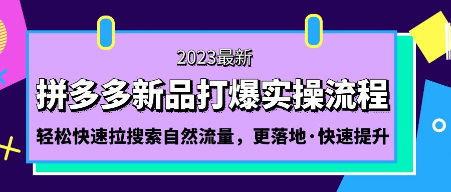 【副业项目5213期】拼多多-新品打爆实操流程：轻松快速拉搜索自然流量，更落地·快速提升-天下副业