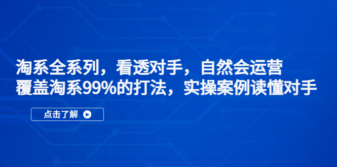 【副业项目5366期】淘系全系列，看透对手，自然会运营，覆盖淘系99%·打法，实操案例读懂对手-天下副业