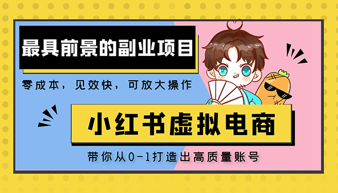 【副业项目5341期】小红书蓝海大市场虚拟电商项目，手把手带你打造出日赚2000+高质量红薯账号-天下副业