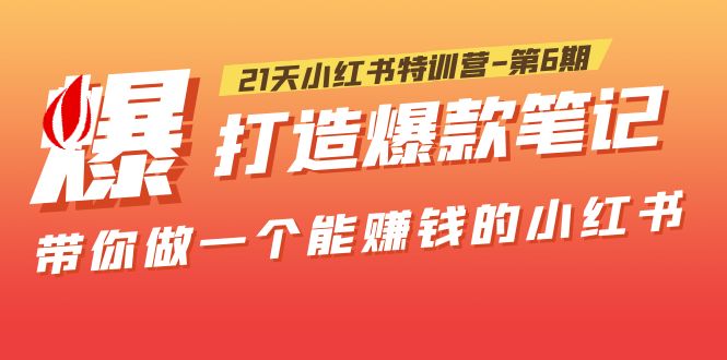 【副业项目5676期】21天小红书特训营-第6期，打造爆款笔记，带你做一个能赚钱的小红书-天下副业