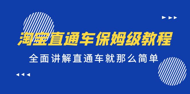 【副业项目5451期】淘宝直通车保姆级教程，全面讲解直通车就那么简单！-天下副业