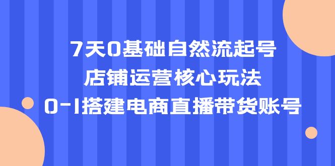 【副业项目5468期】7天0基础自然流起号，店铺运营核心玩法，0-1搭建电商直播带货账号-天下副业