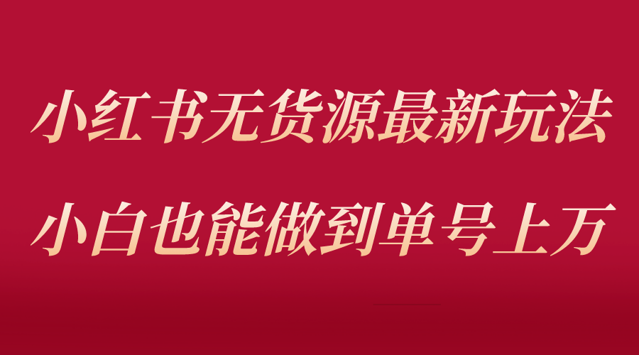 【副业项目5715期】小红书无货源最新螺旋起号玩法，电商小白也能做到单号上万（收费3980）-天下副业