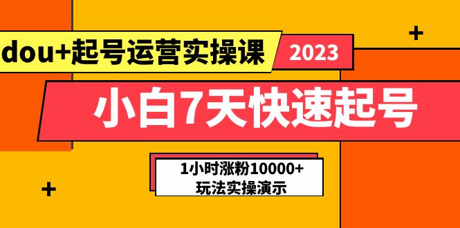 【副业项目5906期】小白7天快速起号：dou+起号运营实操课，实战1小时涨粉10000+玩法演示-天下副业