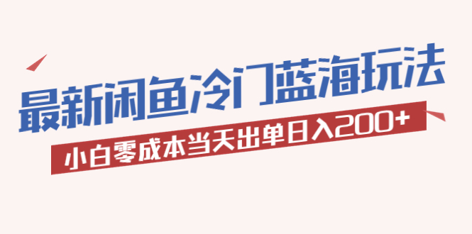 【副业项目5927期】2023最新闲鱼冷门蓝海玩法，小白零成本当天出单日入200+-天下副业