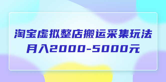 【副业项目5953期】淘宝虚拟整店搬运采集玩法分享课：月入2000-5000元（5节课）-天下副业