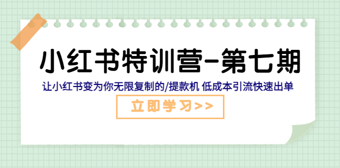 【副业项目5683期】小红书特训营-第七期 让小红书变为你无限复制的/提款机 低成本引流快速出单-天下副业