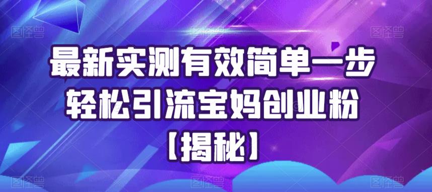 【副业项目6204期】最新实测有效简单一步轻松引流宝妈创业粉【揭秘】-天下副业