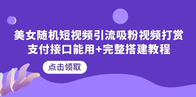 【副业项目6334期】美女随机短视频引流吸粉视频打赏支付接口能用+完整搭建教程-天下副业