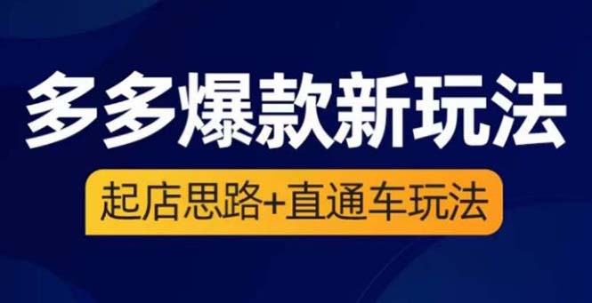 【副业项目6039期】2023拼多多爆款·新玩法：起店思路+直通车玩法（3节精华课）-天下副业