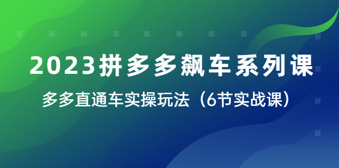 【副业项目6041期】2023拼多多飙车系列课，多多直通车实操玩法（6节实战课）-天下副业