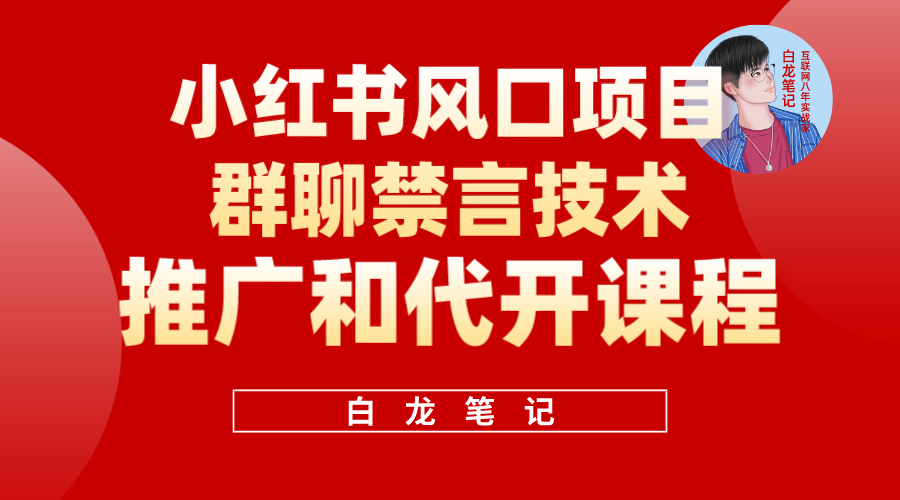 【副业项目5991期】小红书风口项目日入300+，小红书群聊禁言技术代开项目，适合新手操作-天下副业