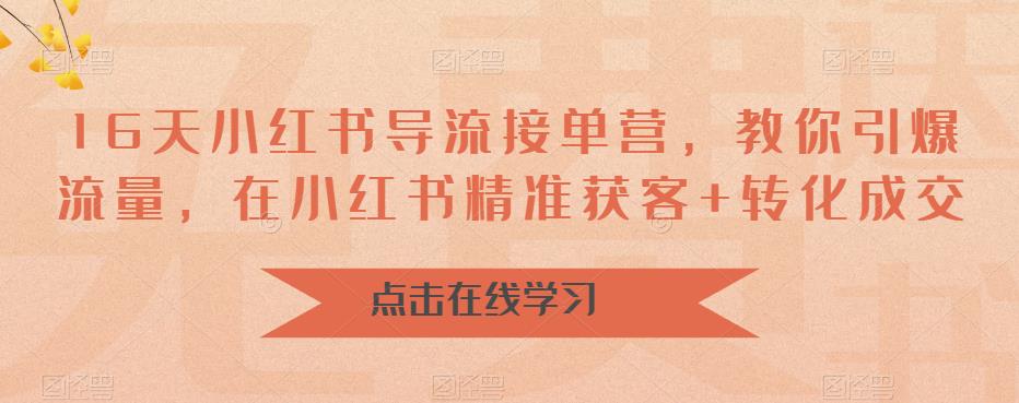 【副业项目6664期】16天-小红书 导流接单营，教你引爆流量，在小红书精准获客+转化成交-天下副业