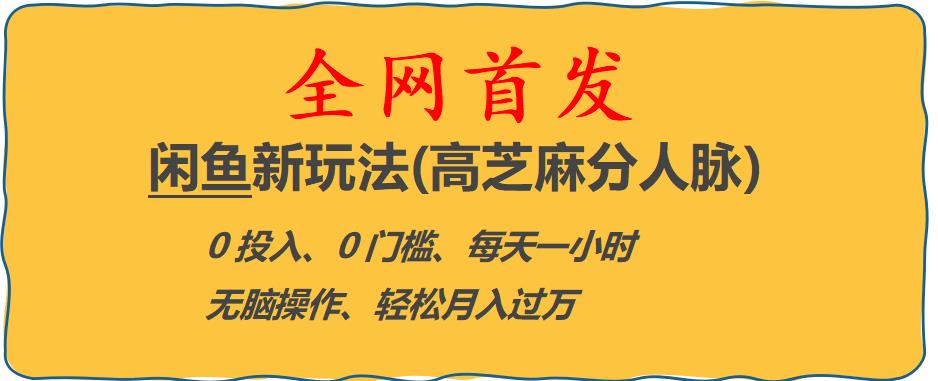【副业项目6375期】闲鱼新玩法(高芝麻分人脉)0投入0门槛,每天一小时，轻松月入过万【揭秘】-天下副业