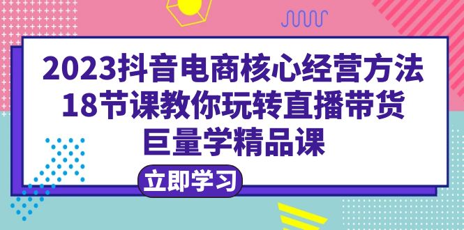 【副业项目6377期】2023抖音电商核心经营方法：18节课教你玩转直播带货，巨量学精品课-天下副业