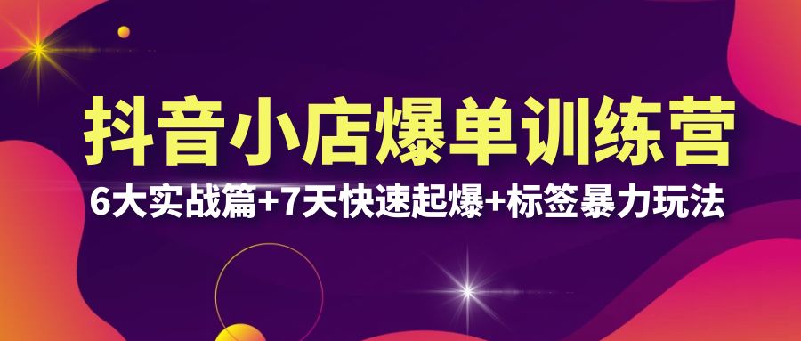 【副业项目6429期】抖音小店爆单训练营VIP线下课：6大实战篇+7天快速起爆+标签暴力玩法(32节)-天下副业