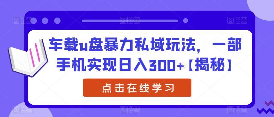 【副业项目6441期】车载u盘暴力私域玩法，一部手机实现日入300+【揭秘】-天下副业