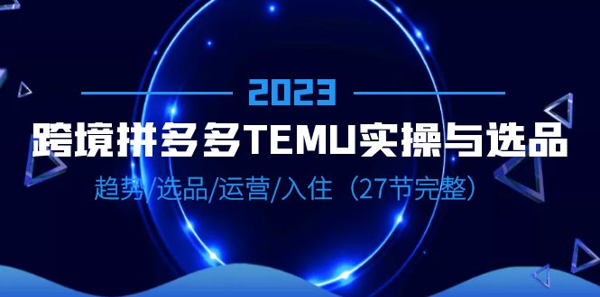 【副业项目6708期】2023跨境·拼多多·TEMU实操与选品，趋势·选品·运营·入住（27节完整）-天下副业