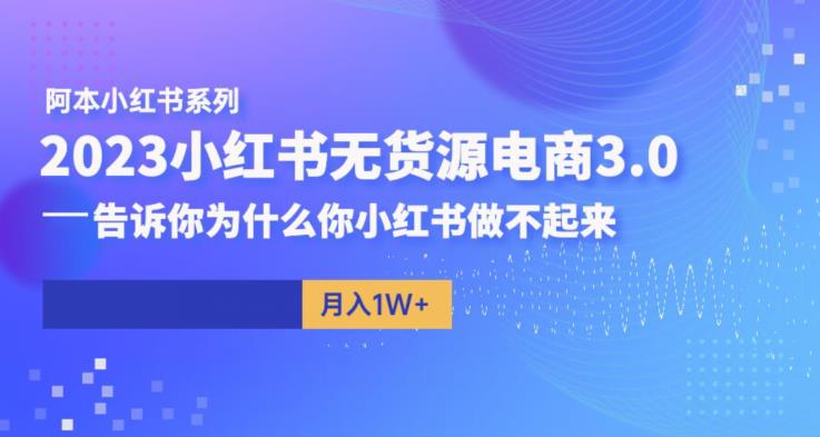【副业项目6506期】阿本小红书无货源电商3.0，告诉你为什么你小红书做不起来-天下副业