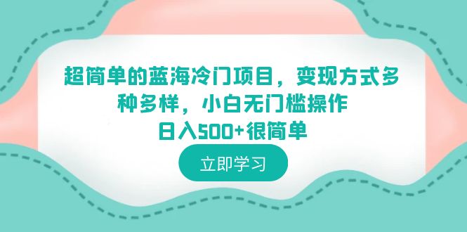 【副业项目6524期】超简单的蓝海冷门项目，变现方式多种多样，小白无门槛操作日入500+很简单-天下副业