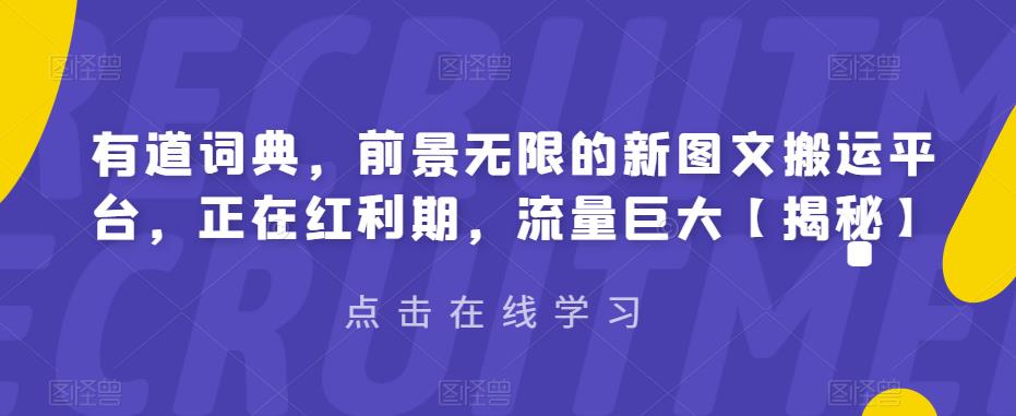 【副业项目6843期】有道词典，前景无限的新图文搬运平台，正在红利期，流量巨大【揭秘】-天下副业