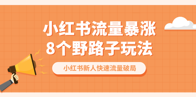 【副业项目6600期】小红书流量-暴涨8个野路子玩法：小红书新人快速流量破局（8节课）-天下副业