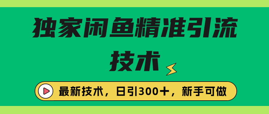 【副业项目6912期】独家闲鱼引流技术，日引300＋实战玩法-天下副业