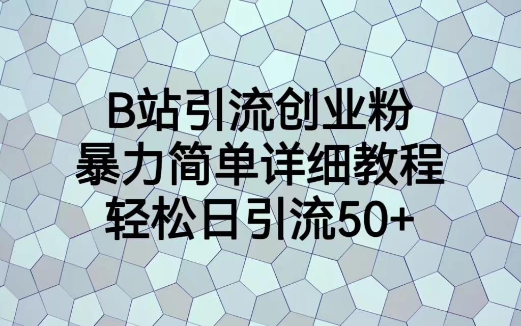 【副业项目6915期】B站引流创业粉，暴力简单详细教程，轻松日引流50+-天下副业