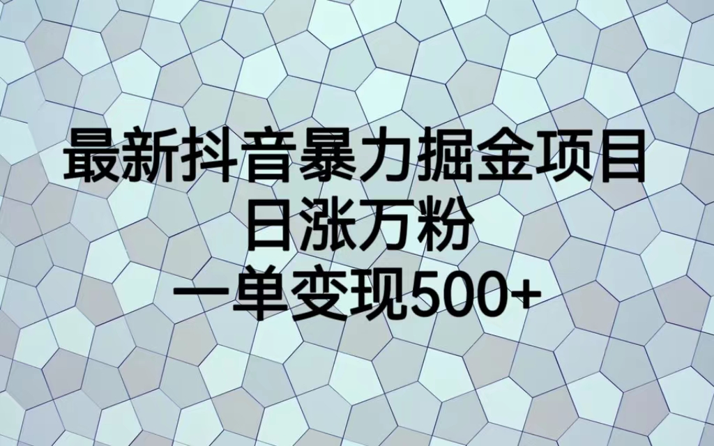 【副业项目6939期】最新抖音暴力掘金项目，日涨万粉，一单变现500+-天下副业