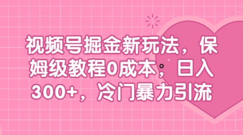 【副业项目7045期】视频号掘金新玩法，保姆级教程0成本，日入300+，冷门暴力引流-天下副业
