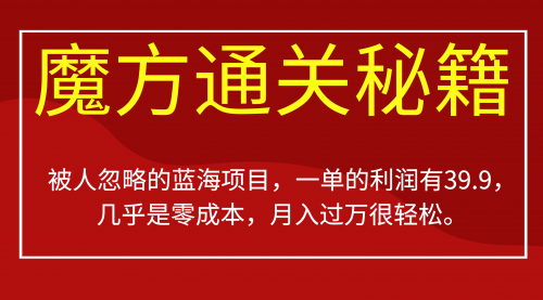 【副业项目7126期】被人忽略的蓝海项目，魔方通关秘籍一单利润有39.9-天下副业