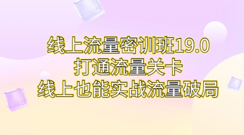 【副业项目7131期】线上流量密训班19.0，打通流量关卡，线上也能实战流量破局-天下副业