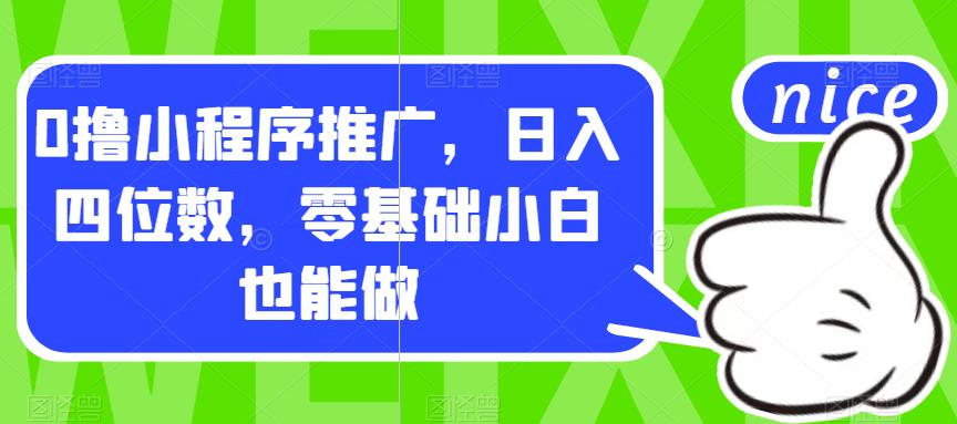 【副业项目7377期】0撸小程序推广，日入四位数，零基础小白也能做【揭秘】-天下副业