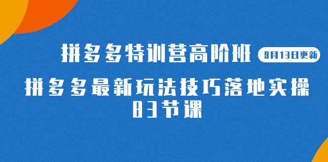 【副业项目7470期】2023拼多多·特训营高阶班【9月13日更新】拼多多最新玩法技巧落地实操-83节-天下副业