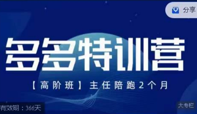 【副业项目7488期】纪主任·多多特训营高阶班，拼多多最新玩法技巧落地实操-天下副业