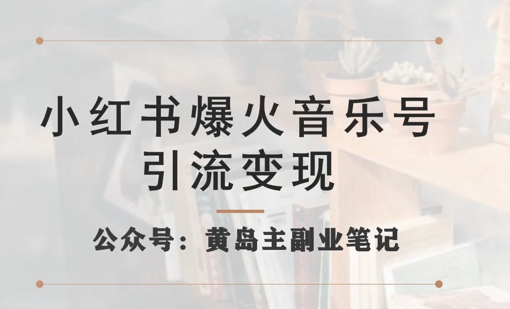 【副业项目7505期】小红书爆火音乐号引流变现项目，视频版一条龙实操玩法分享给你-天下副业